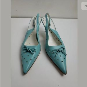 Richard Tyler teal pointy toe Sling Back heels